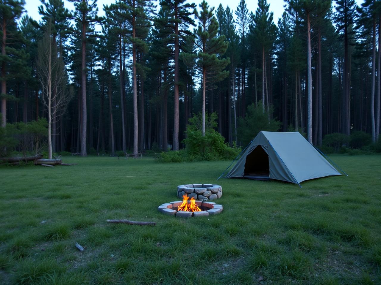 Primitive tent camping site